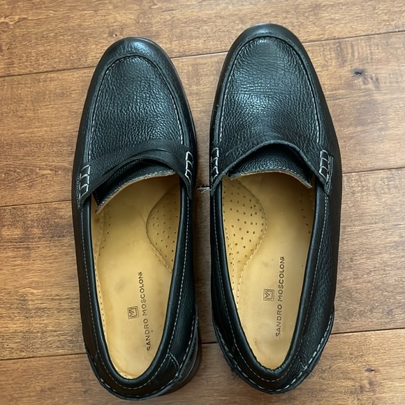 SANDRO MOSCOLONI DUERO BLACK LEATHER PENNY LOAFER - Picture 5 of 7